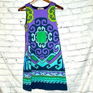 Aryeh Blue Purple Green Sleeveless Dress Size Small Excellent Condition